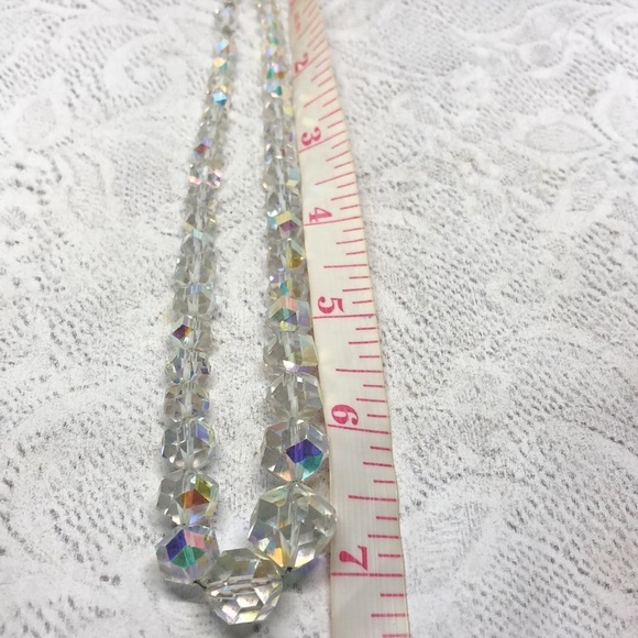Vintage AB Aurora Borealist bead retro glam dressy statement costume necklace. - Picture 4 of 5